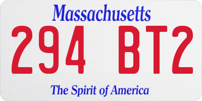 MA license plate 294BT2