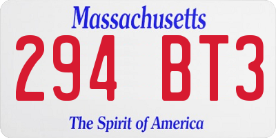 MA license plate 294BT3