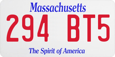MA license plate 294BT5