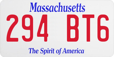 MA license plate 294BT6