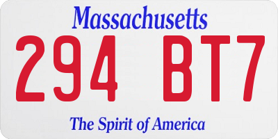 MA license plate 294BT7