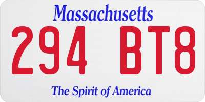 MA license plate 294BT8
