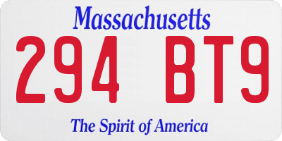 MA license plate 294BT9