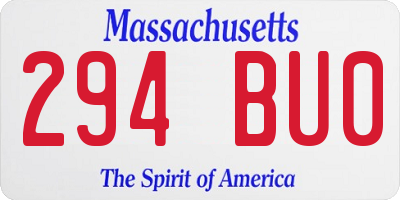 MA license plate 294BU0