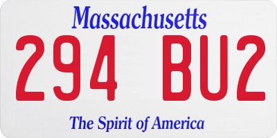 MA license plate 294BU2