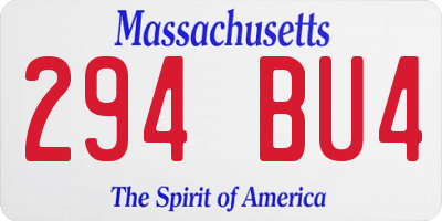 MA license plate 294BU4