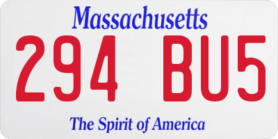 MA license plate 294BU5
