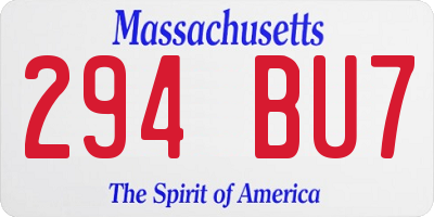 MA license plate 294BU7