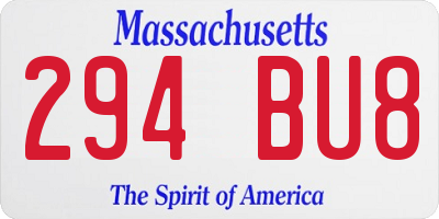 MA license plate 294BU8