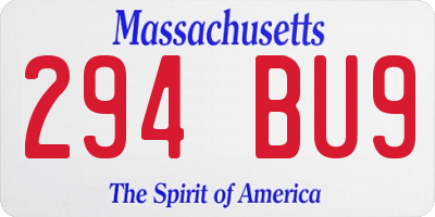 MA license plate 294BU9
