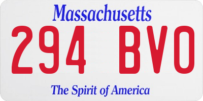 MA license plate 294BV0