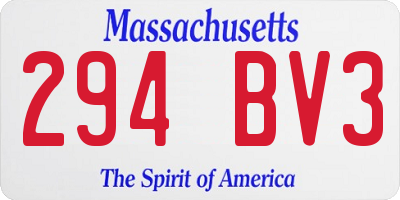 MA license plate 294BV3