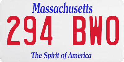 MA license plate 294BW0