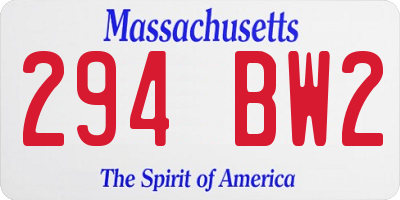 MA license plate 294BW2