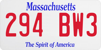 MA license plate 294BW3