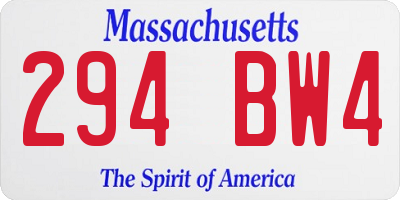 MA license plate 294BW4