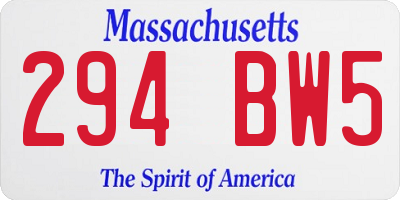 MA license plate 294BW5