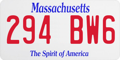 MA license plate 294BW6