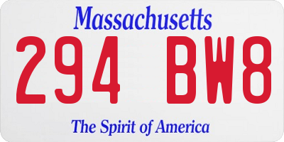 MA license plate 294BW8