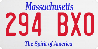 MA license plate 294BX0