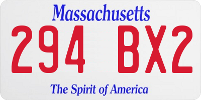 MA license plate 294BX2