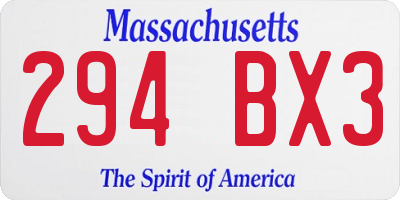 MA license plate 294BX3