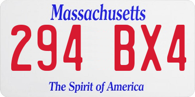 MA license plate 294BX4