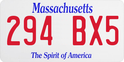 MA license plate 294BX5