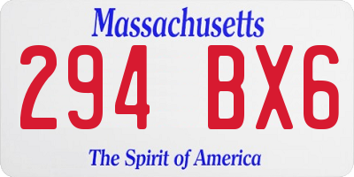 MA license plate 294BX6