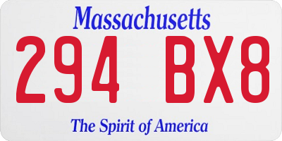 MA license plate 294BX8