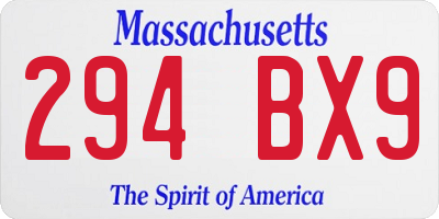 MA license plate 294BX9