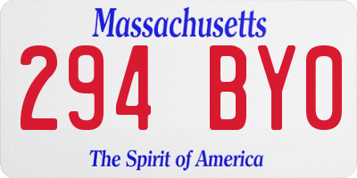 MA license plate 294BY0