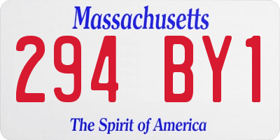 MA license plate 294BY1
