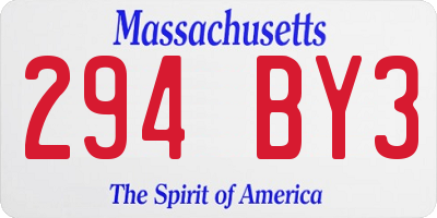 MA license plate 294BY3