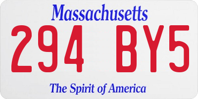 MA license plate 294BY5