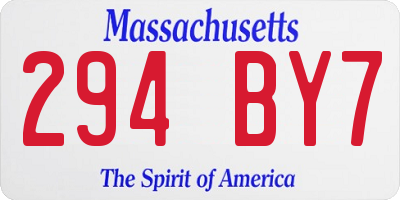MA license plate 294BY7