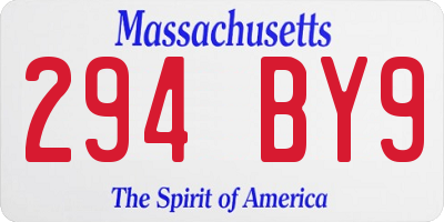 MA license plate 294BY9