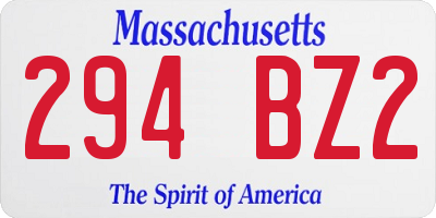 MA license plate 294BZ2