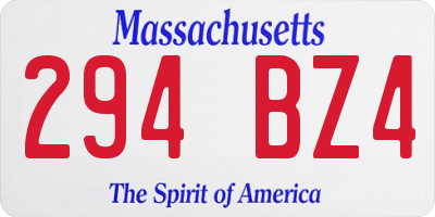MA license plate 294BZ4