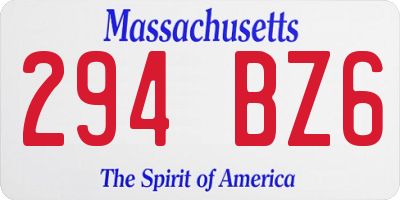 MA license plate 294BZ6
