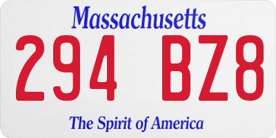 MA license plate 294BZ8