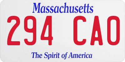 MA license plate 294CA0