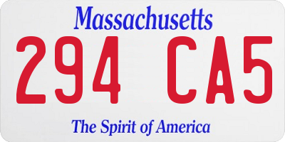 MA license plate 294CA5