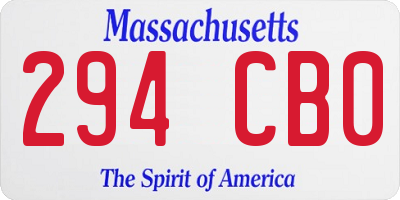 MA license plate 294CB0