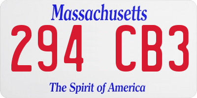 MA license plate 294CB3