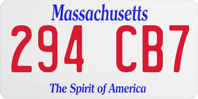 MA license plate 294CB7