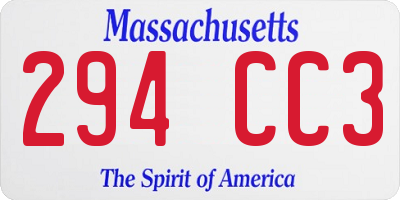 MA license plate 294CC3