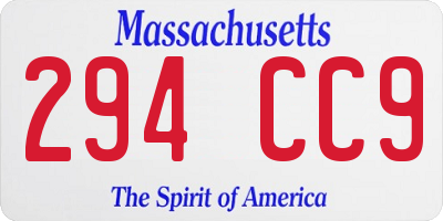 MA license plate 294CC9