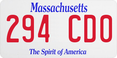 MA license plate 294CD0