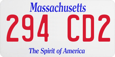 MA license plate 294CD2